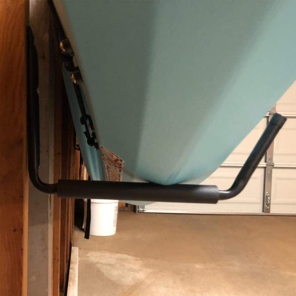 Ihomepark Heavy Duty Garage Indoor Kayak Storage Hooks Hanger, Wall Mounted Utility Hanging Cradle Rack for Canoe Paddle Board, Ladder, Folding Chairs, Hose, Bicycle and Tools (4 Pack, Black)
