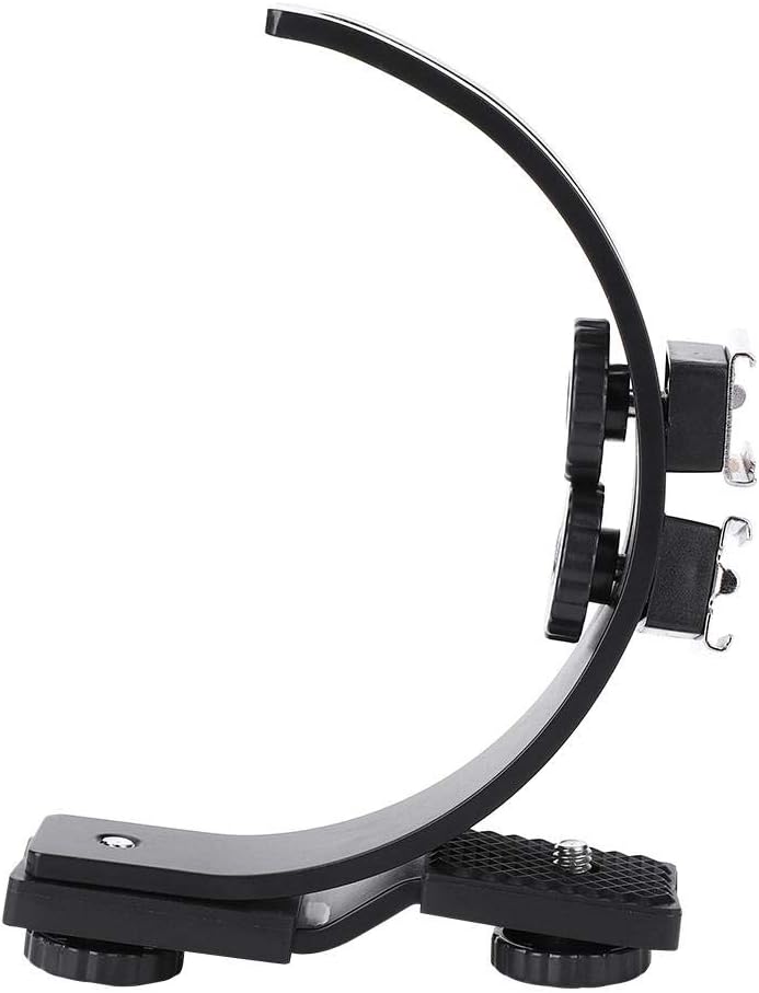C-Shape Dual Hot Shoe Flash Mount Bracket for Cameras
