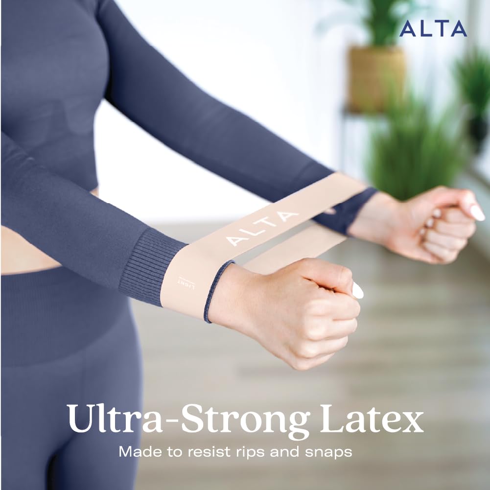 ALTA Mini Loop Bands for Exercise - Premium Durable Latex - Small Resistance Bands for Women, Booty Bands for Working Out, Leg Stretch Loops for Physical Therapy, Pilates Exercise Mini Bands Set