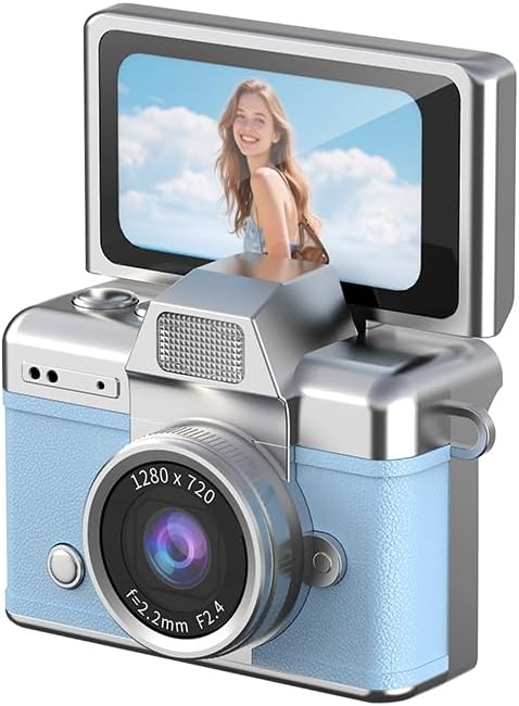Generic 180 1.47 64GB Mini Keychain Digital Camera with Flip Selfie Screen - HD Portable Camera SD Card for Vlog Pocket