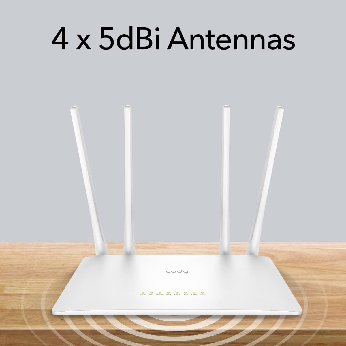 Cudy AC1200 5GHz 10/100Mbps 4x5dBi WR1200 Smart WiFi Router Extender, Access Point, WISP, Dual Band, LAN, Antennas
