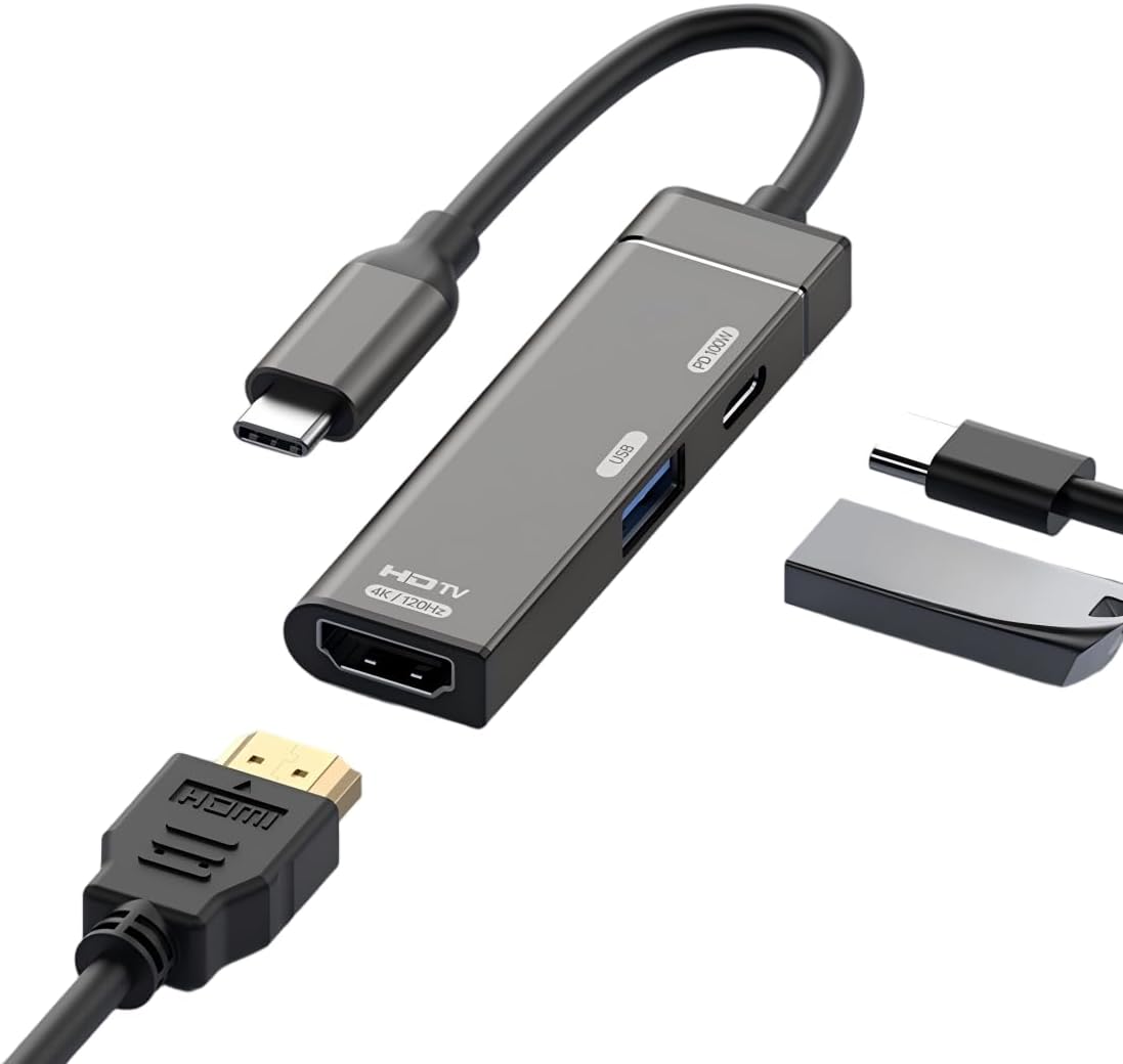 chenyang Hub,3 1 4K@120hz/USB 3.0 10Gbps/USB 100W USB C in USB C to HDMI PD Charging Multi-Port Adapter