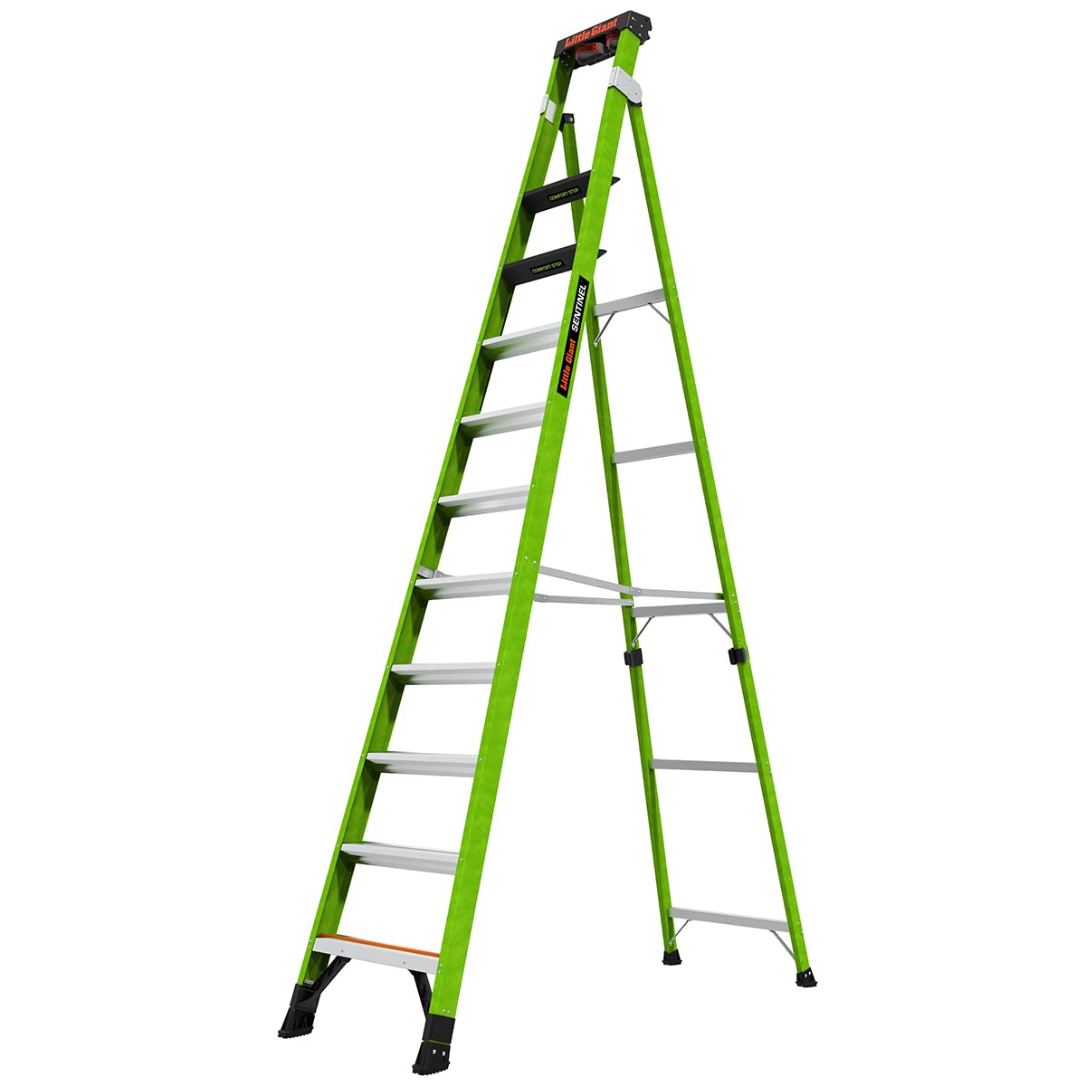 Little Giant Ladders, Sentinel, M12, 12ft A Frame Stepladder/Leaning Ladder, Fiberglass, Type 1AA, 375 lbs Weight Rating, (15912-002) Hi-viz Green