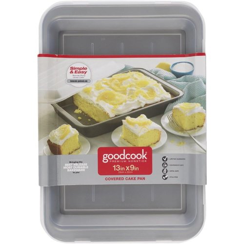 GoodCook Nonstick Steel Oblong Pan with Lid - 9" x 13" | Durable Gray Kitchen Essential
