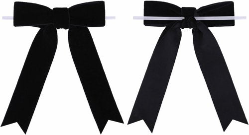 Meseey 12 Pcs Black Velvet Bows - Pre-Tied 3.5 Inch Vintage Ribbon for Gift Wrapping & Parties