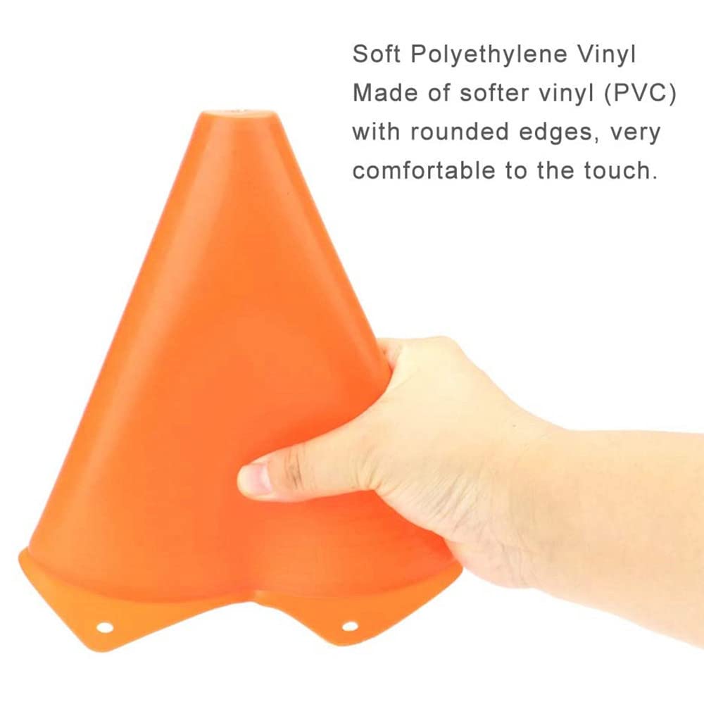 YOQXHY Soccer Cones (7 Inch 25 Pack), Agility Training Sports Cone Plastic with Carry Bag for Football Basketball Drills Field Markers, (Orange)
