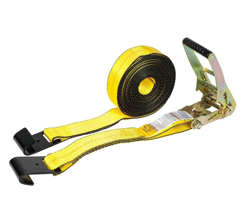 Mytee Products (10 Pack) 2 inch x 27' Heavy Duty Tie-Down Ratchet Straps w/Flat Hook - 10,000 lbs Breaking Strength - Wide Handle Flat Hook Ratchet Straps for Cargo, Flatbed Trailers, Pickup Trucks