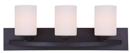 Canarm LTD IVL370A03ORB-O Hampton 3 Light Vanity, Oil Rubbed Bronze with Flat Opal Glass, Oil-Rubbed Bronze