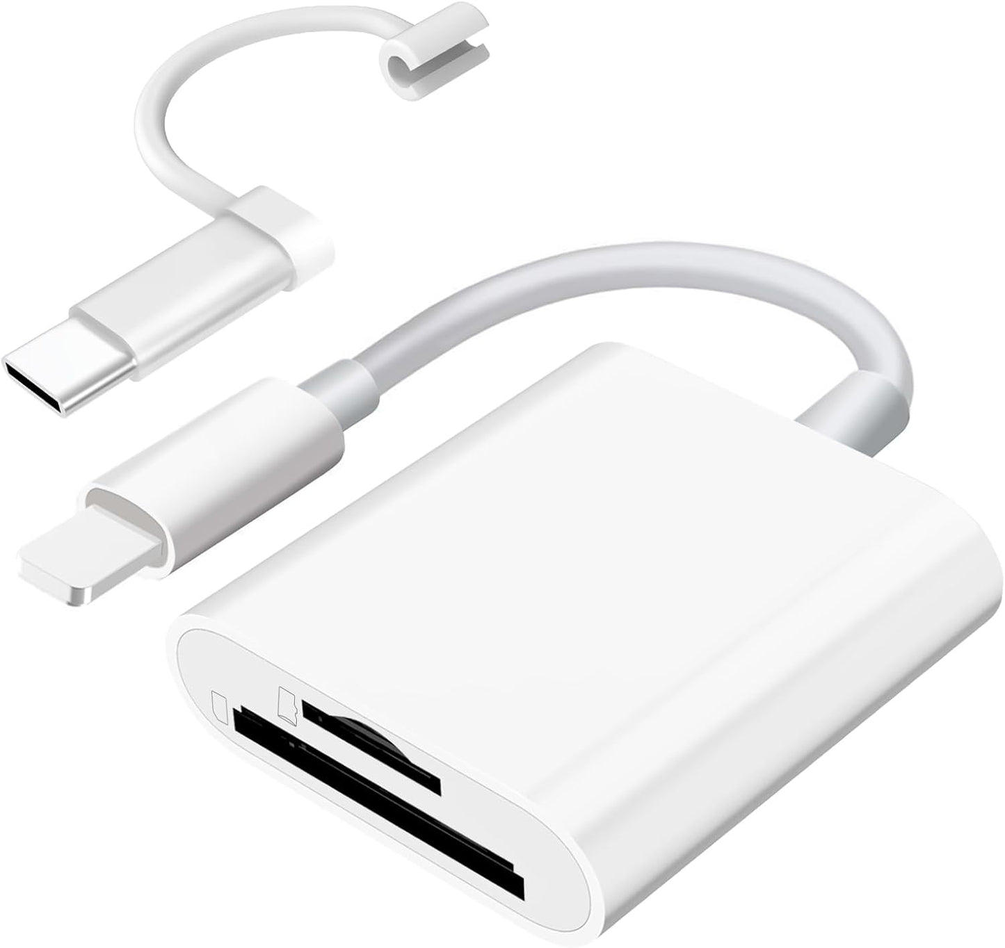 SUNTRSI SD Card Reader for iPhone iPad Camera with USB C, Dual Card Slot Memory Card Reader Supports SD and TF Card