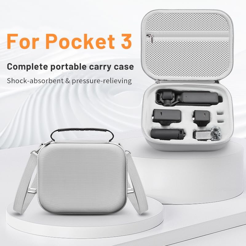 3 3 DFTIME Pocket Bag Carry Case, Portable PU Hard Storage Bag with Shoulder Straps Case Compatible for DJI Osmo Pocket