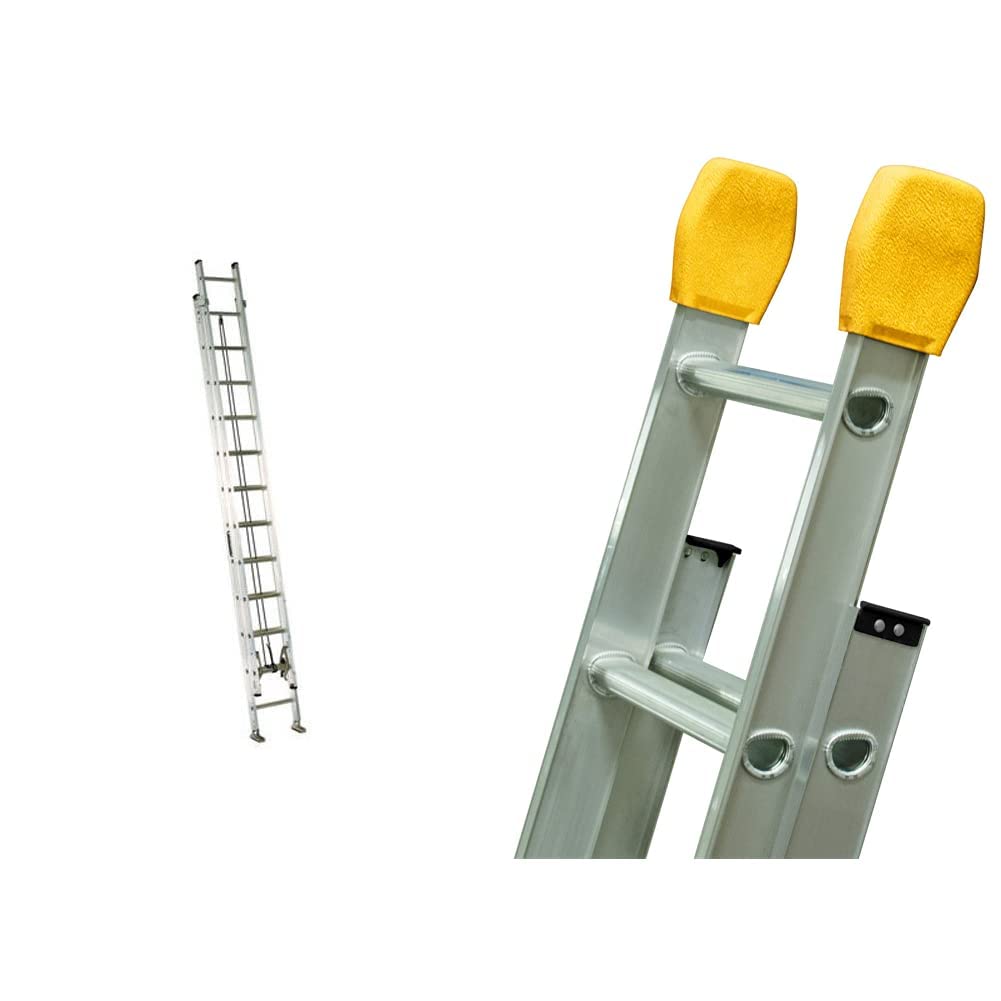 Louisville Ladder 24-Feet Extension Ladder, 300-Pound Duty Rating, AE2224 and Louisville Ladder LP-5510-00 Series Extension Pro-Guards/Ladder Covers, Yellow