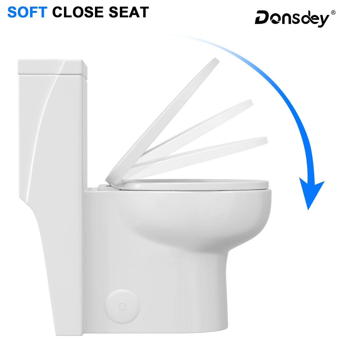 Donsdey One Piece Tolilet- 12 Rough-in Compact Toilet with Dual Flush 1.1/1.6 GPF Water Saving Fully Glazed and Skirted Trapway Easy to Clean Powerful Flush of 1000g MAP