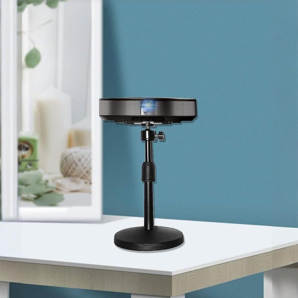 HANTAQ 1/4in 360Rotatable Desktop Mini Video Projector Stand Mount, Angle Adjustable Mini Projector Stand with Mounting