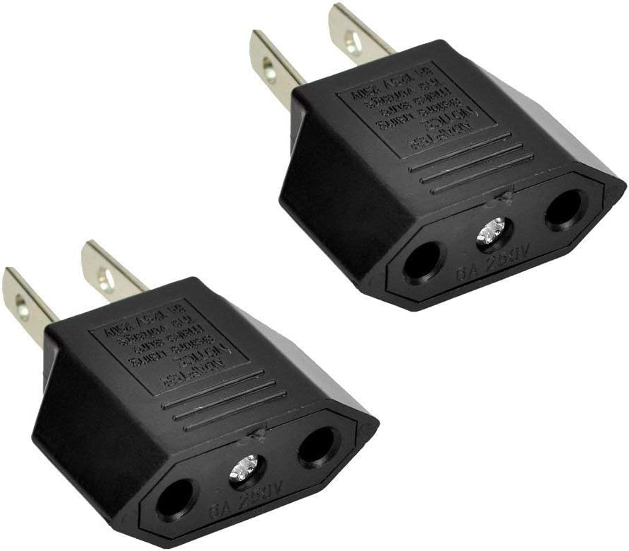ANRANK E-U1009618AK 2-Pack) EU Europe to US USA Travel Power Plug Adapter Converter (Black