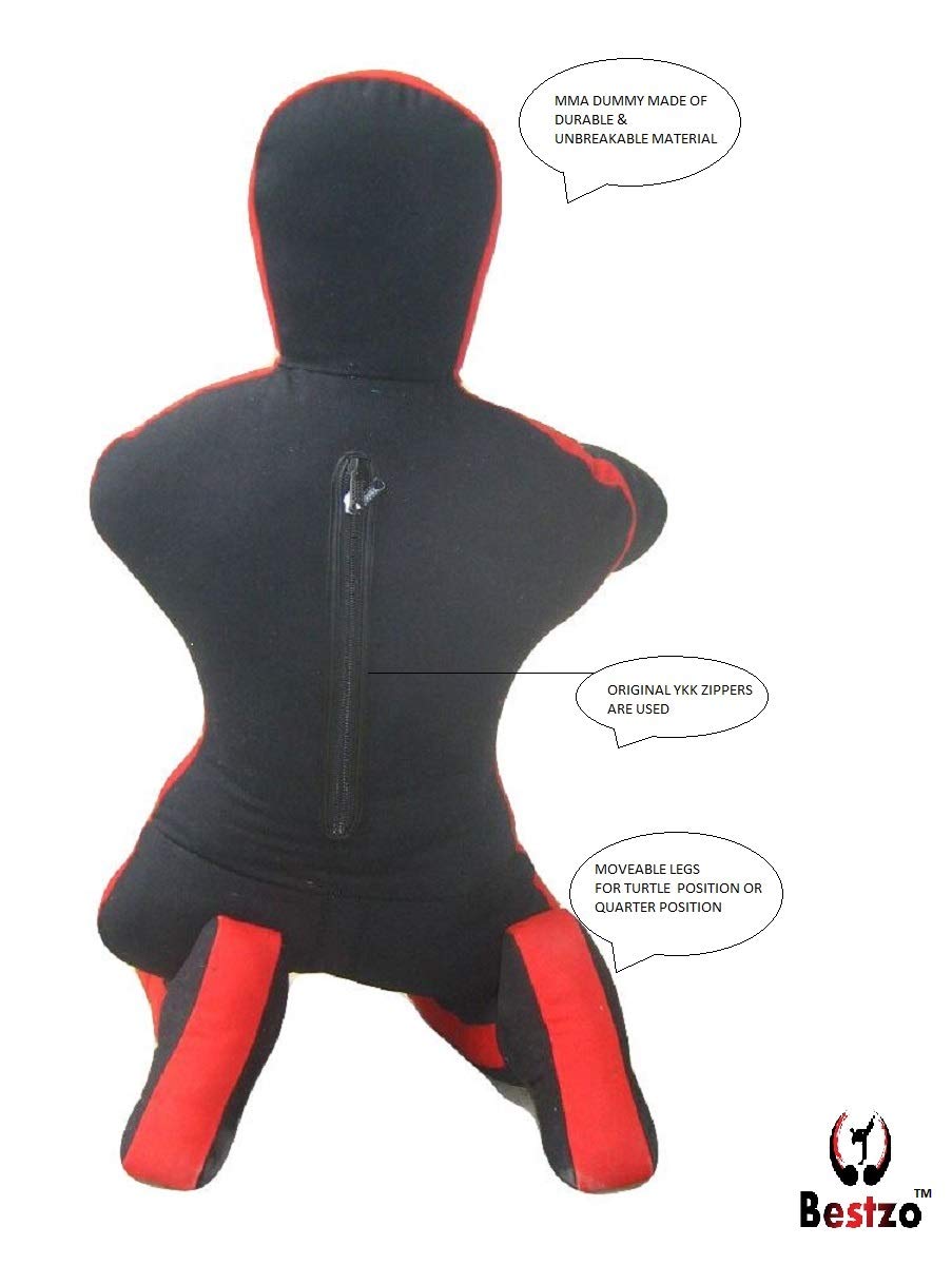Bestzo Straight MMA Grappling Dummy - Unfilled Synthetic Leather BJJ Wrestling & Judo Training Bag (4ft/5ft/6ft)