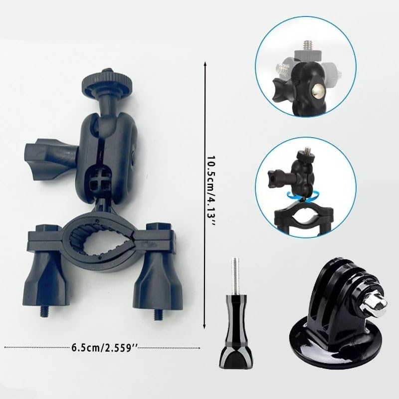 Reflex Camera 1/4"-20 360, 360 Bike Motorcycle Handlebar Mount Bracket Pivot Arm Adapter for Go Pro, Insta DJI Osmo