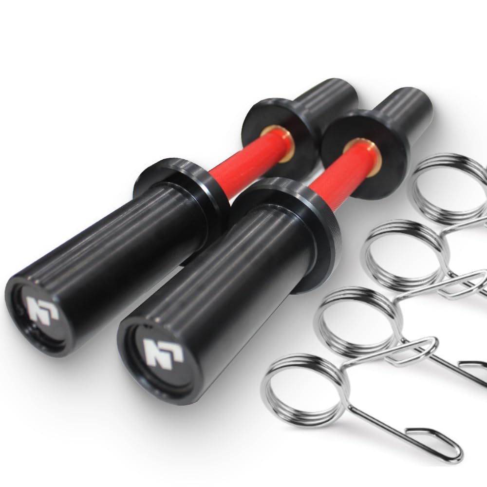 NP Pair of 16" Olympic Dumbbell Handles, Loadable Dumbbell Bars in Commercial Grade for 2-inch Olympic Weight Plates Great for Home Gym Strength Training, Weight Barbells with 2 Pair of Spring Collars, Red