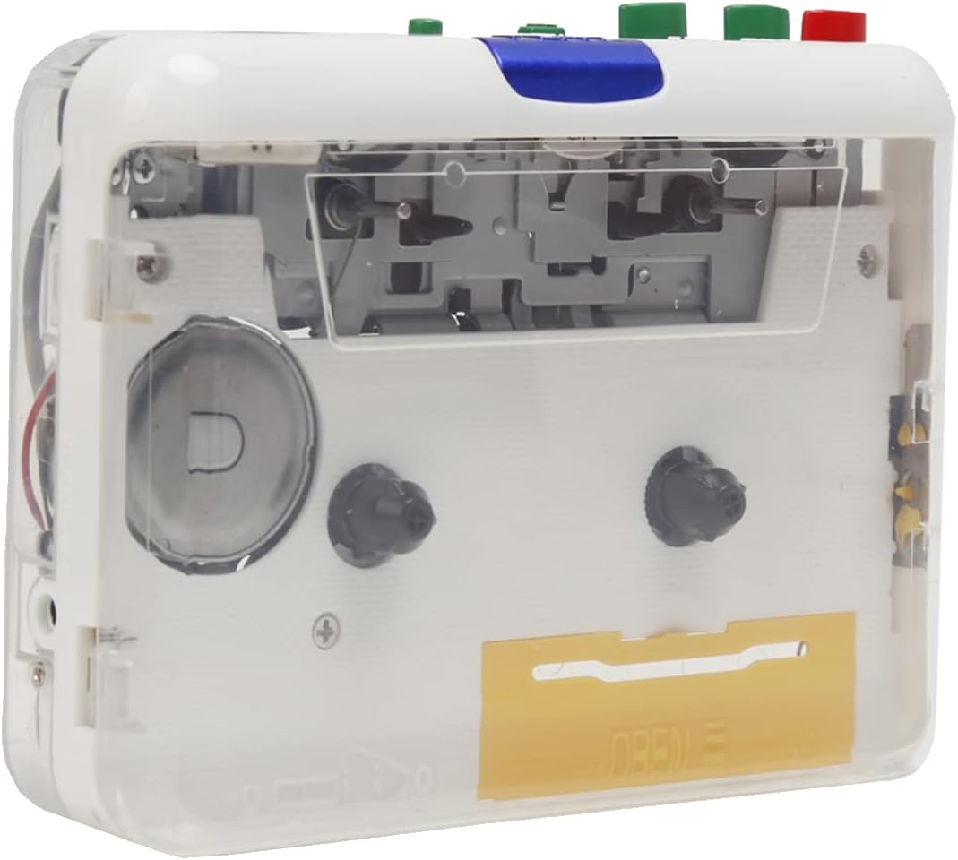Yinhing Cassette MP3 MP3 Cassette to Player, Color Transparent Tape Player to Portable Stereo Player, USB Plug and Play