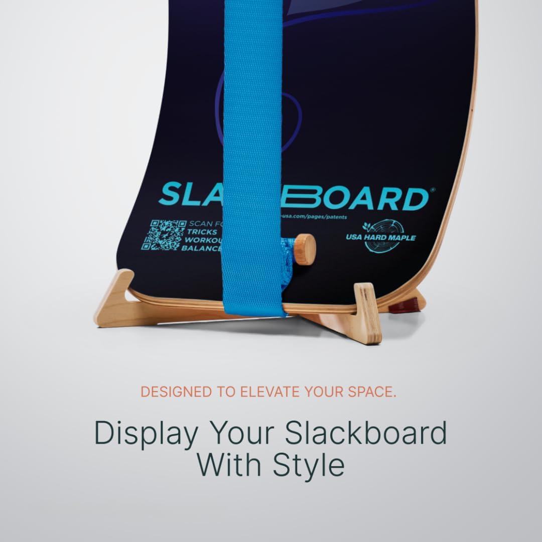 GIBBON SlackBoard Plus & Stand - 2-in-1 Slackline Balance Board for Adults - Workout Equipment Home Gym Training - Wooden Balance Trainer, Standing Desk Exercise, Yoga, Agility, Pilates, Core, Fitness