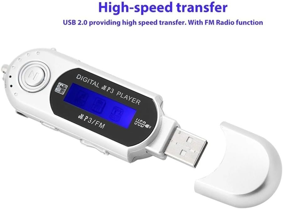 UCCKEYI 1PC 2.0 MP3 32GB 20 USB Digital Music Player Portable LCD Screen Support TF Card and FM Radio,Use Hours,Silver