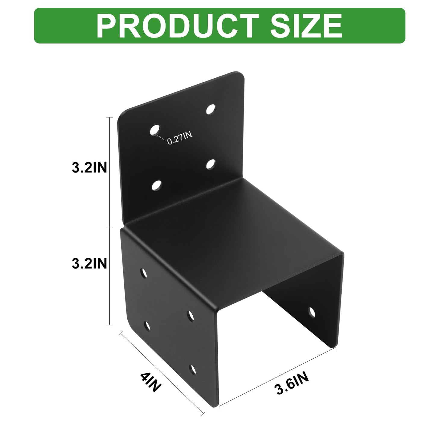 4 Pcs Post Caps Tie Bracket,4x4 Black Joist Anchor Connector for 4x4,4x6 Post,14 Gauge Joist Hanger Brackets,Roof Tie Header Hanger for Supporting Beams Rafters