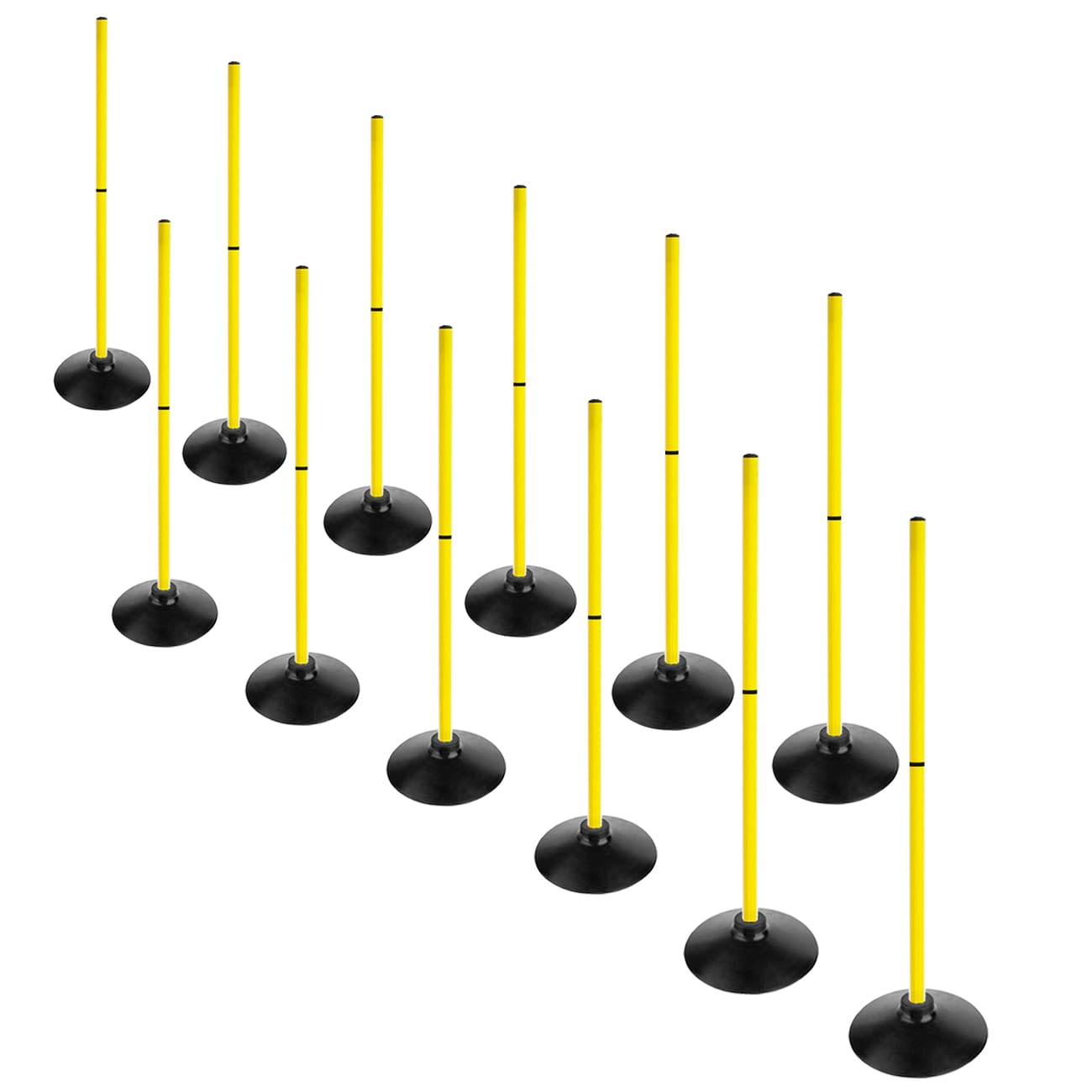 ASENVER Soccer Agility Poles Set Detachable Sports Trainning Speed Pole Slalom Poles with Rubber Base Sport Traning Equipment (3.3 FT, Pack of 12)