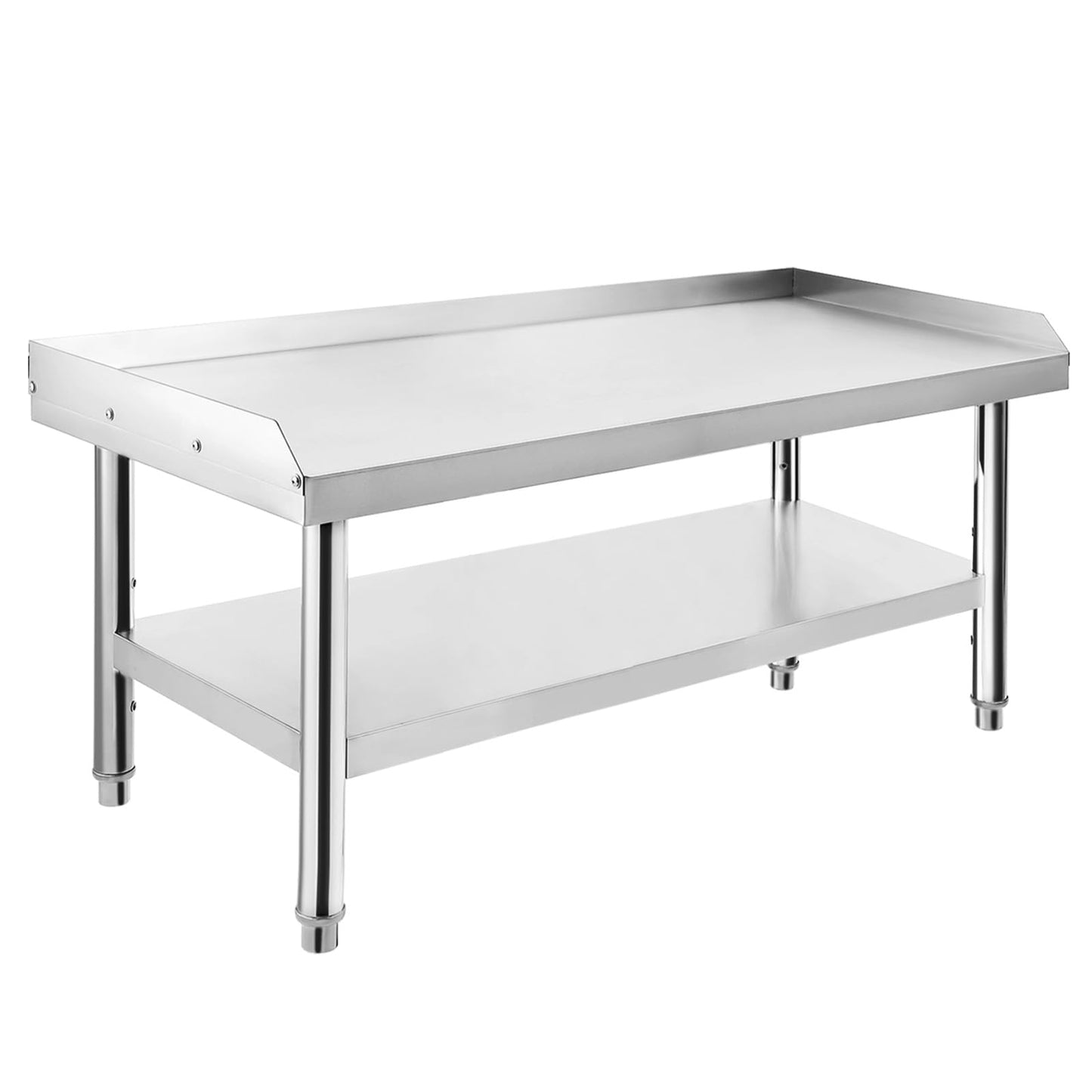 ExploreHorizon Stainless Steel 36x28x24 Inch Equipment Grill Stand Table, 660 Lbs Top & Bottom Shelf, Adjustable Legs, 2" Edge Baffle, for Hotel, Home, Commercial Restaurant Kitchen