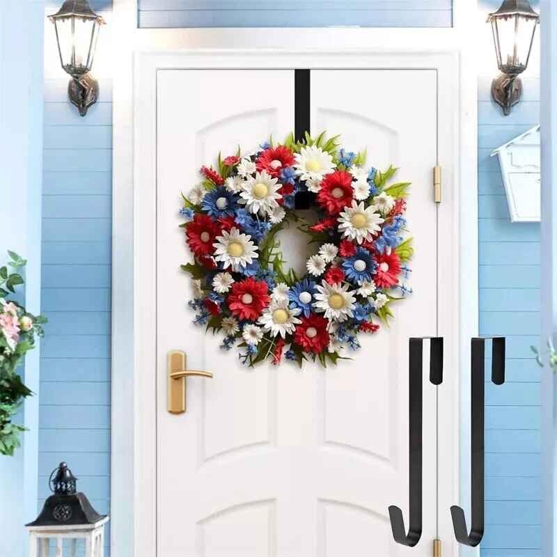 Regine Switzerland Adjustable Black Wreath Hanger - Durable Carbon Steel Door Hook for 15” Wreaths
