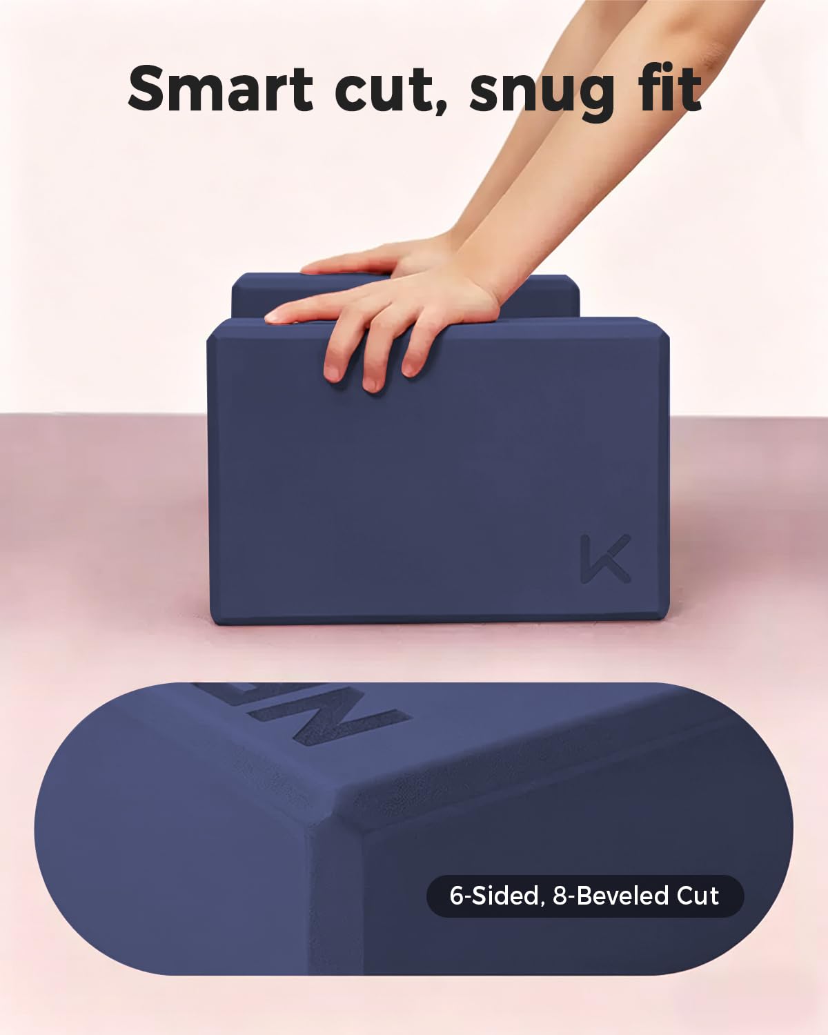 Yoga Block, High Density EVA Foam Blocks for Yoga, Pilates, Meditation, Aid Balance, Support and Deepen Poses - Non-Slip Lightweight Durable,Navy Blue (Set of 2)