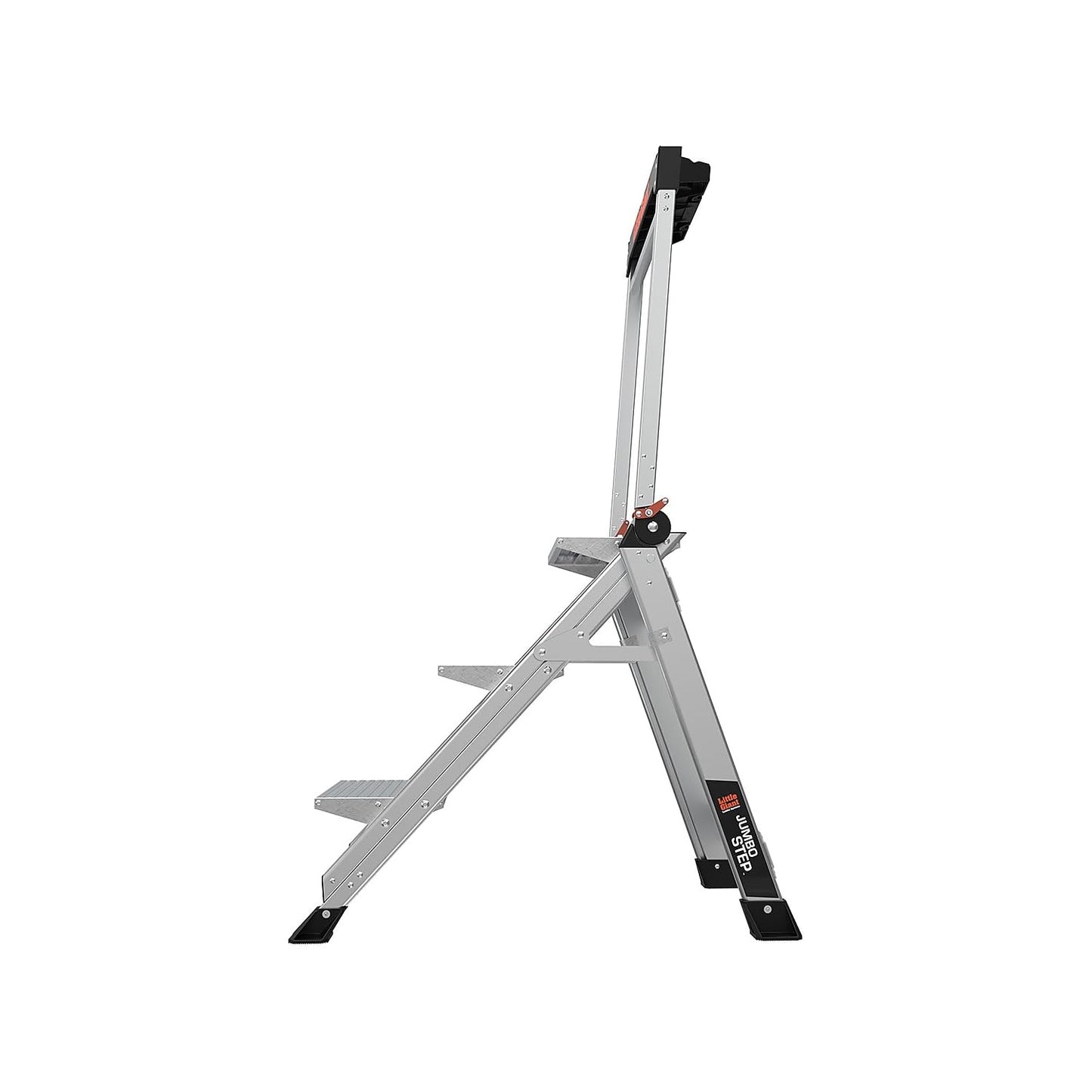 Little Giant Ladders Jumbo Step Stool with Handrail, 3-Step, Lightweight, Aluminum, 375 lb Load Capacity, Type 1AA, 8.7-Ft Reach Height, with Tool Tray, Platform Steps (11903)