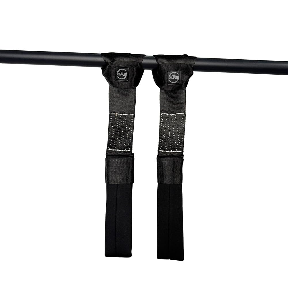 Suspension Trainer Straps - Premium Nylon Bodyweight Fitness Straps for Home & Gym Workouts, Comfortable & Safe with 540lbs Load, Black, Comes in Pairs