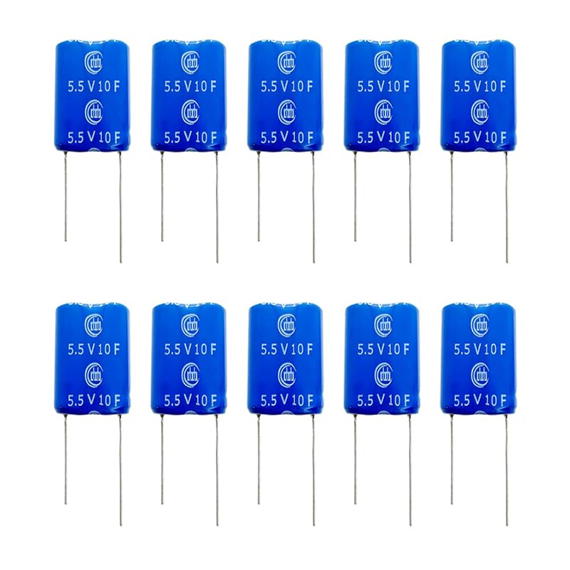 Laimiaoxian 10 13x26x27 mm(0.51x1.02x1.06 inch) 5.5V 10F Pieces Supercapacitor Dual Layer Capacitor Wirewound Energy