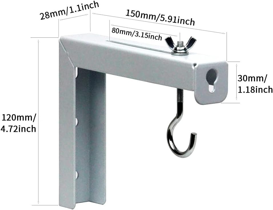XuYelora 44 lbs(Color:White) Projector Screen Wall Mount L-Brackets, Adjustable Extension with Hook Universal Projector