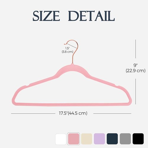 HOUSE DAY Velvet Hangers - Premium Non-Slip Clothes Hangers in Light Pink | 240 Pack, 360° Rotating Hook
