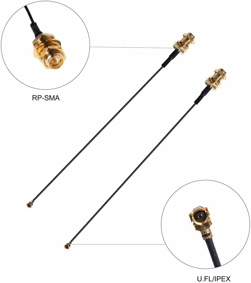 QUEENTI 2 8dBi 2.4GHz 5.8GHz +2 15CM PS4 x WiFi RP-SMA Male Antenna Dual Band x U.FL/IPEX to RP-SMA Female Pigtail