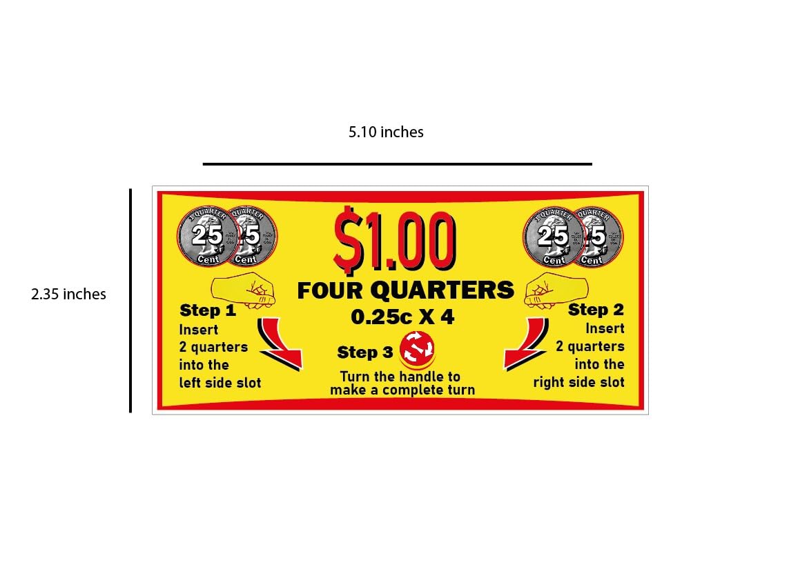 $1 Decal for Big Capsule Vending Machine. Gumball Machine Display Sticker. Northwestern, Beaver, NB, A&A, Oak, LYPC & More. ONE DOLAR Reversible Price Label (25pc) 4 X 0.25 - Vending Machine Supplies