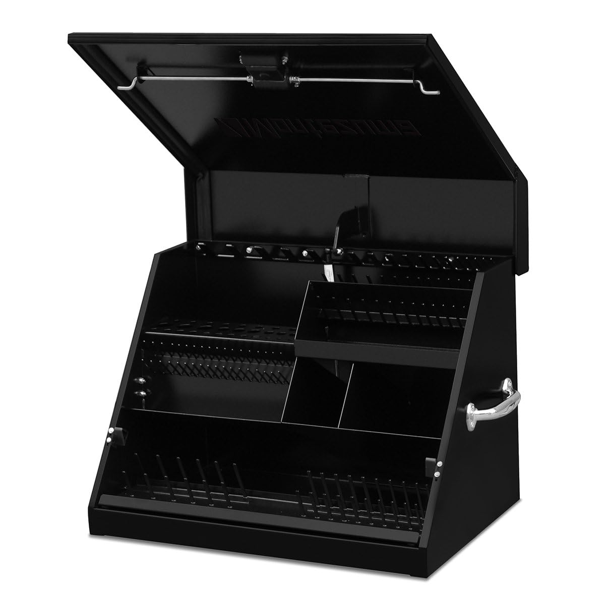 Montezuma – SE250B – 26-Inch Portable TRIANGLE Toolbox – Multi-Tier Design – Heavy-Duty Steel Construction – SAE and Metric Storage Chest – Weather-Resistant Toolbox – Lock and Latching System, Black