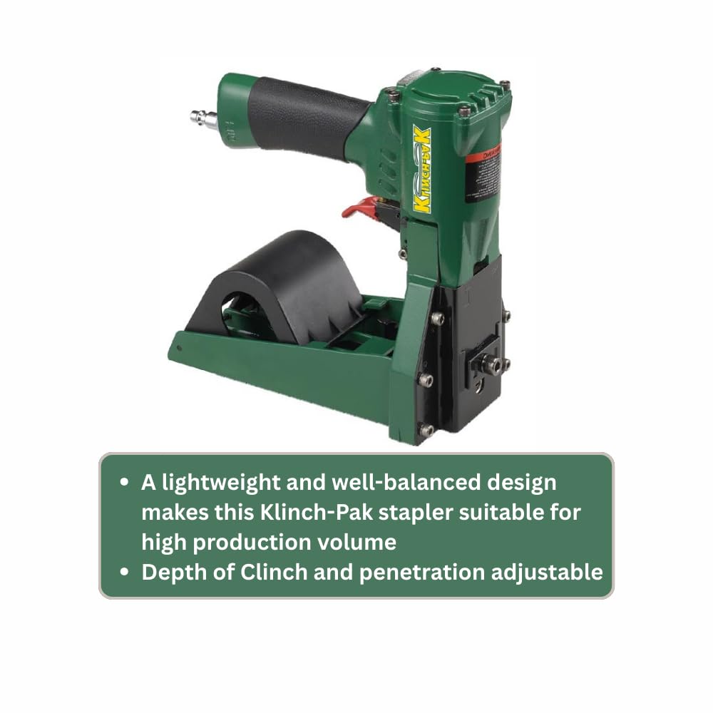 Klinch-Pak KP-GR1, Pneumatic Roll GR1 1-1/4" Crown Stapler Accepts K-GR1 Series 5/8" to 3/4" Staples, Ideal for Folding Boxes, Complete Overlap and More