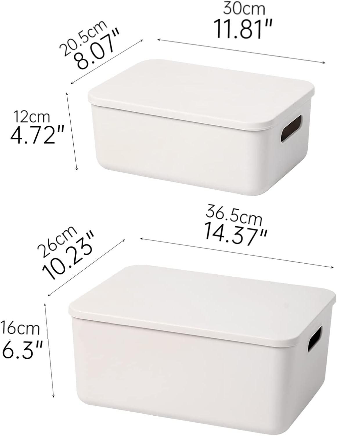 Yishyfier Plastic Storage Baskets - Lidded Organizing Containers for Shelves & Drawers | Light Grey (4M + 2S)