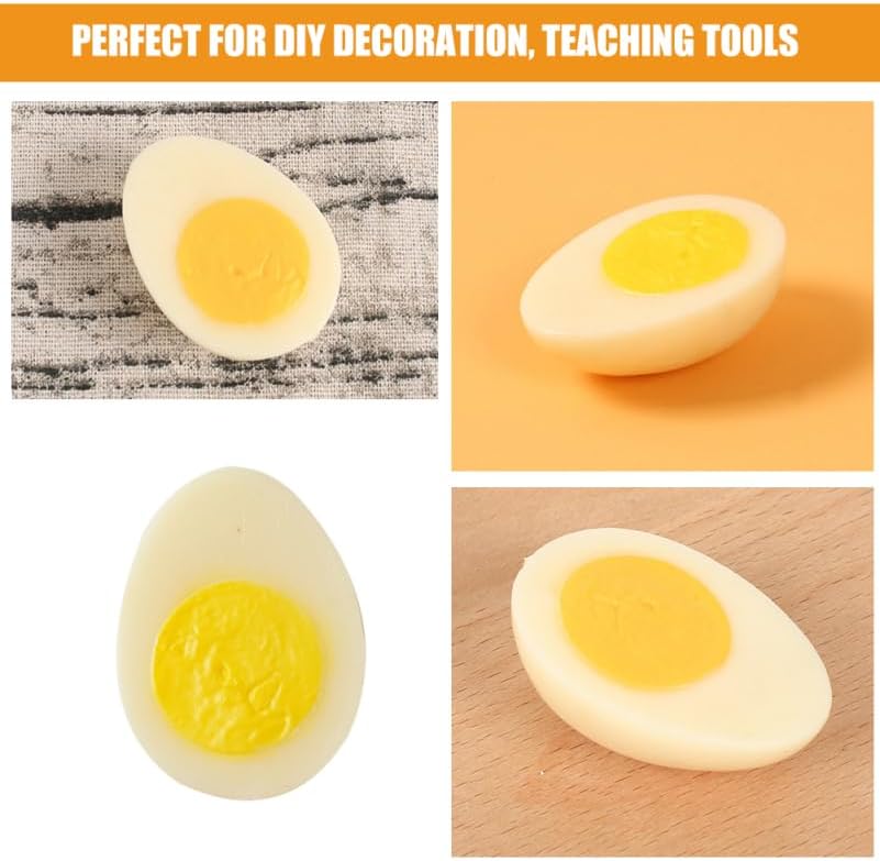4pcs TOYANDONA Boiled Egg Model PVC Artificial Food Props for Photography Realistic Faux Egg Kitchen Decor for DIY