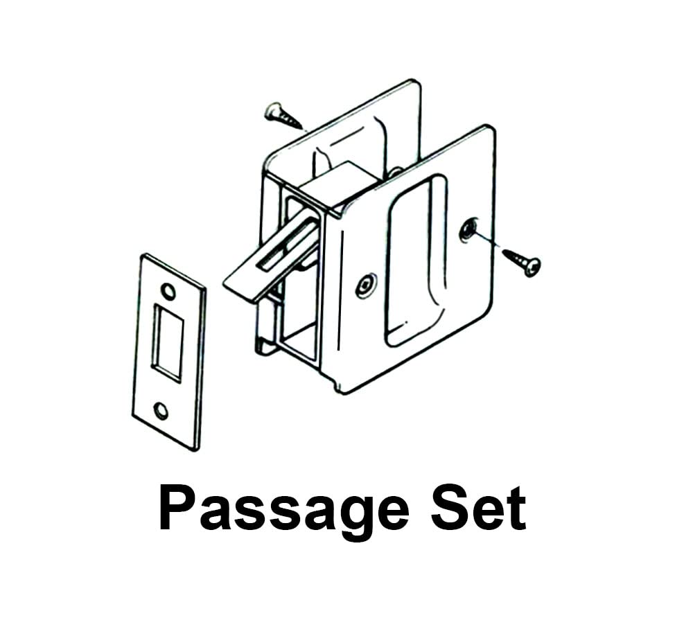 QCAA Solid Brass Sliding Door Pull Passage Door Pocket, Polished Brass, Made in Taiwan, 1 Pack