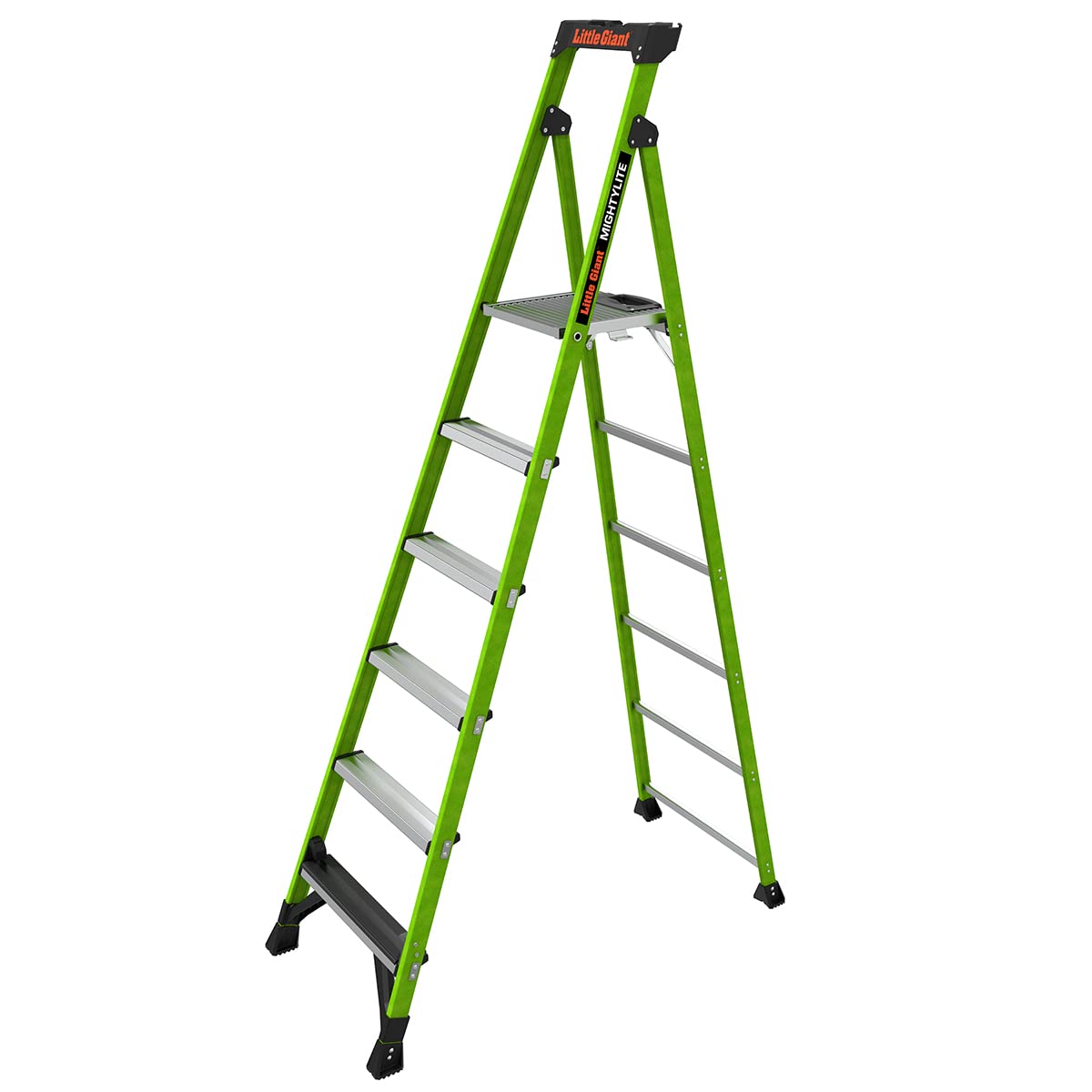 Little Giant Ladders, MightyLite 2.0, 8' Stepladder with Ground Cue, Fiberglass, Type IAA, 375 lbs Weight Rating, (15408-001), Green