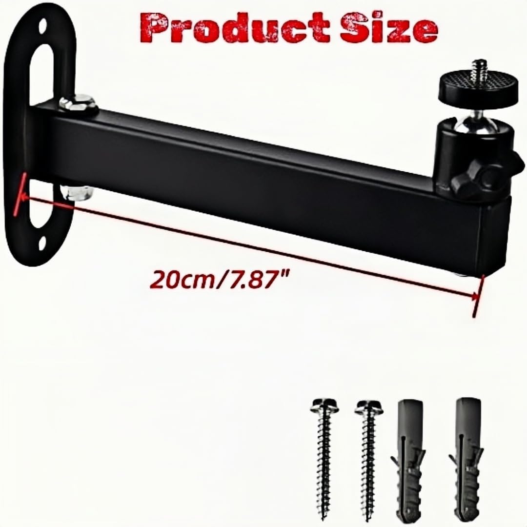 FINXRoll 1/4" 8.46in Foldable Universal Projector & CCTV Camera Wall/Ceiling Mount Bracket (Black) - Screw, Adjustable