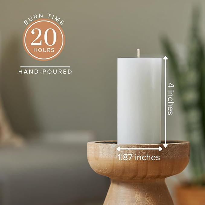 Simply Soson 2x4 inch White Pillar Candles Set of 10, Smooth Texture, Unscented White Candles, Dripless Candles, 2 inch Pillar Candles Ideal as Wedding, Parties, Spas, Dinner, Home Decoration