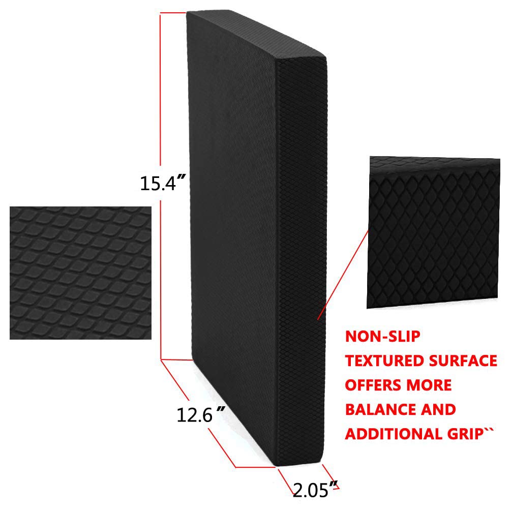 Strainho Non-Slip Balance Foam Pad,Gym Exercise Mat for Physical Therapy, Stability Workout, Knee and Ankle Exercise, Strength Training, Rehab - Chair Cushion for Adults, Kids, and Travel(Black)
