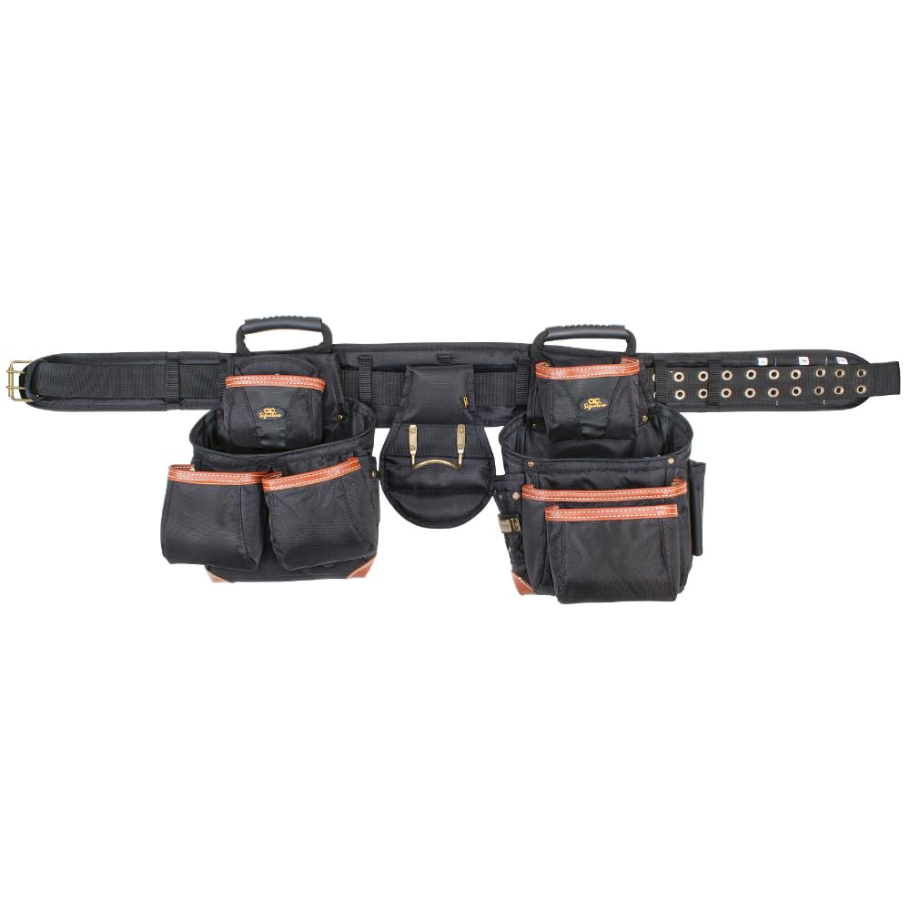 CLC Custom LeatherCraft 51452 4 Piece Top Of The Line Pro Framer's Tool Belt, Black,brown, 29"–46"