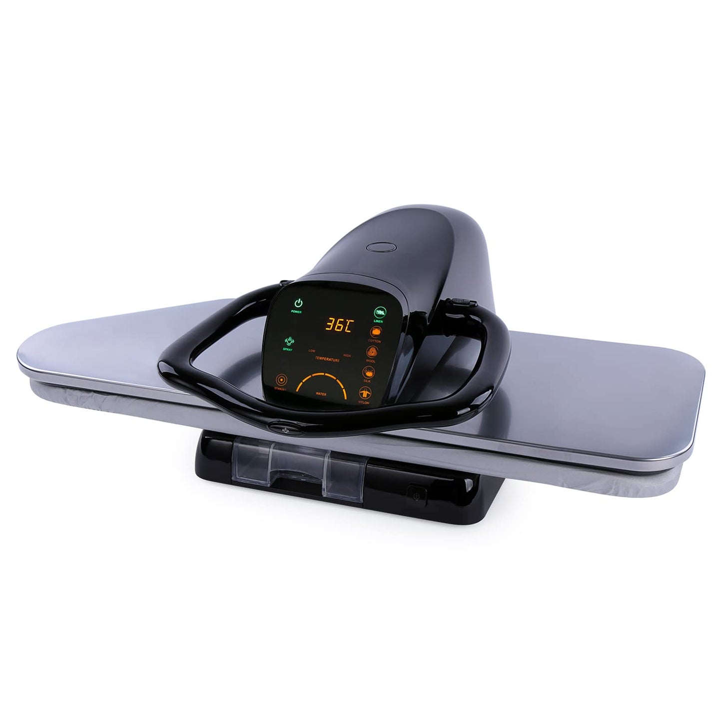 42" Large Steam Iron Press with LED Touch Screen, 1800W Steam Press with 5 Fabric Settings Language Conversion and Voice Prompts, Iron Press with Spray Bottle and Press Pad for Home Business