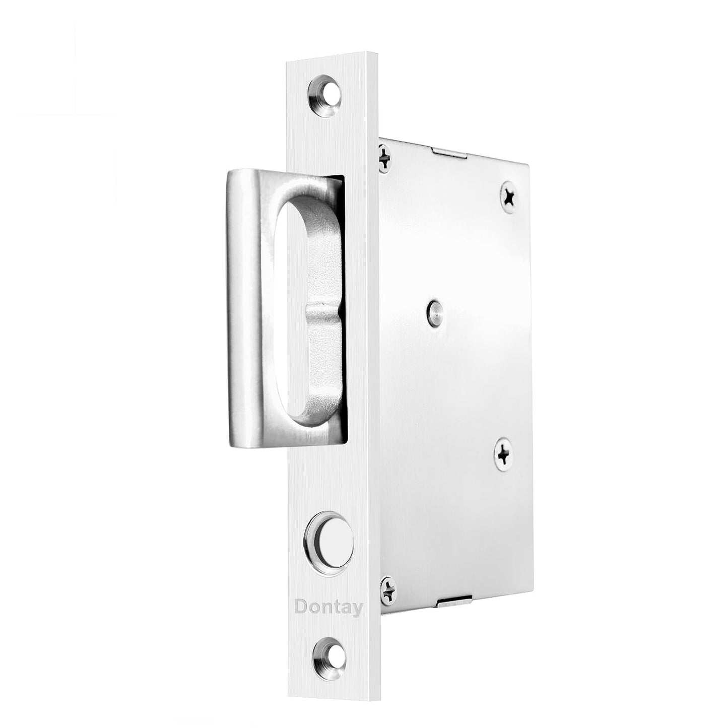 Dontay Pocket Door Handles with Large Auto Pop-Out Ring,Flush Hidden Edge Pull for Sliding Doors Hardware & Lock, Modern Space-Saving Design, Easy Install(4.72-inch,Brushed Nickel,2)