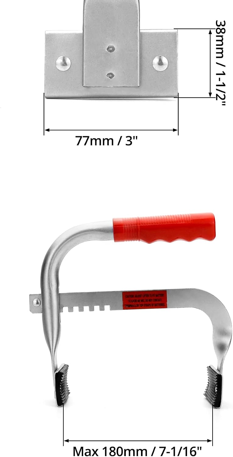 QWORK 5" 7", Battery Carrier, Battery Rack with Pads, Adjustable from to for Lifting and Carrying Batteries