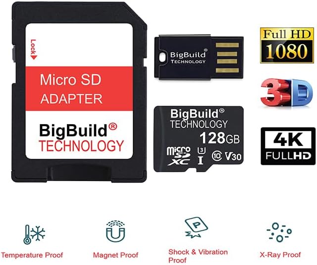 BigBuild Technology 128GB U3 S10 Micro SDXC Memory Card for Samsung Galaxy Tab FE/FE+ Tablet